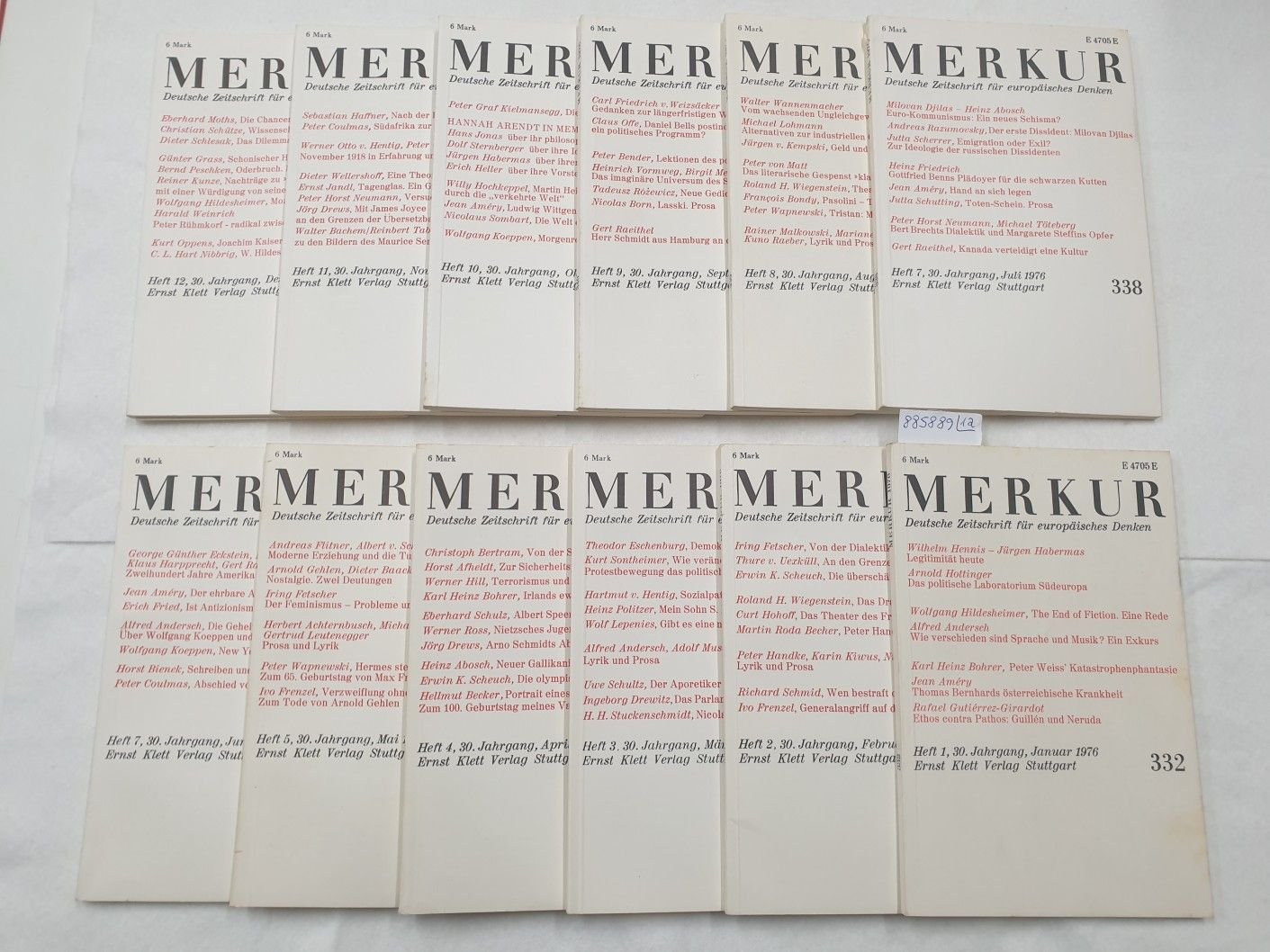 Moras, Joachim und Hans Paeschke (Hrsg.): - (1976) Merkur : Deutsche Zeitschrift für europäisches Denken : Jhg. 1976 : komplett :