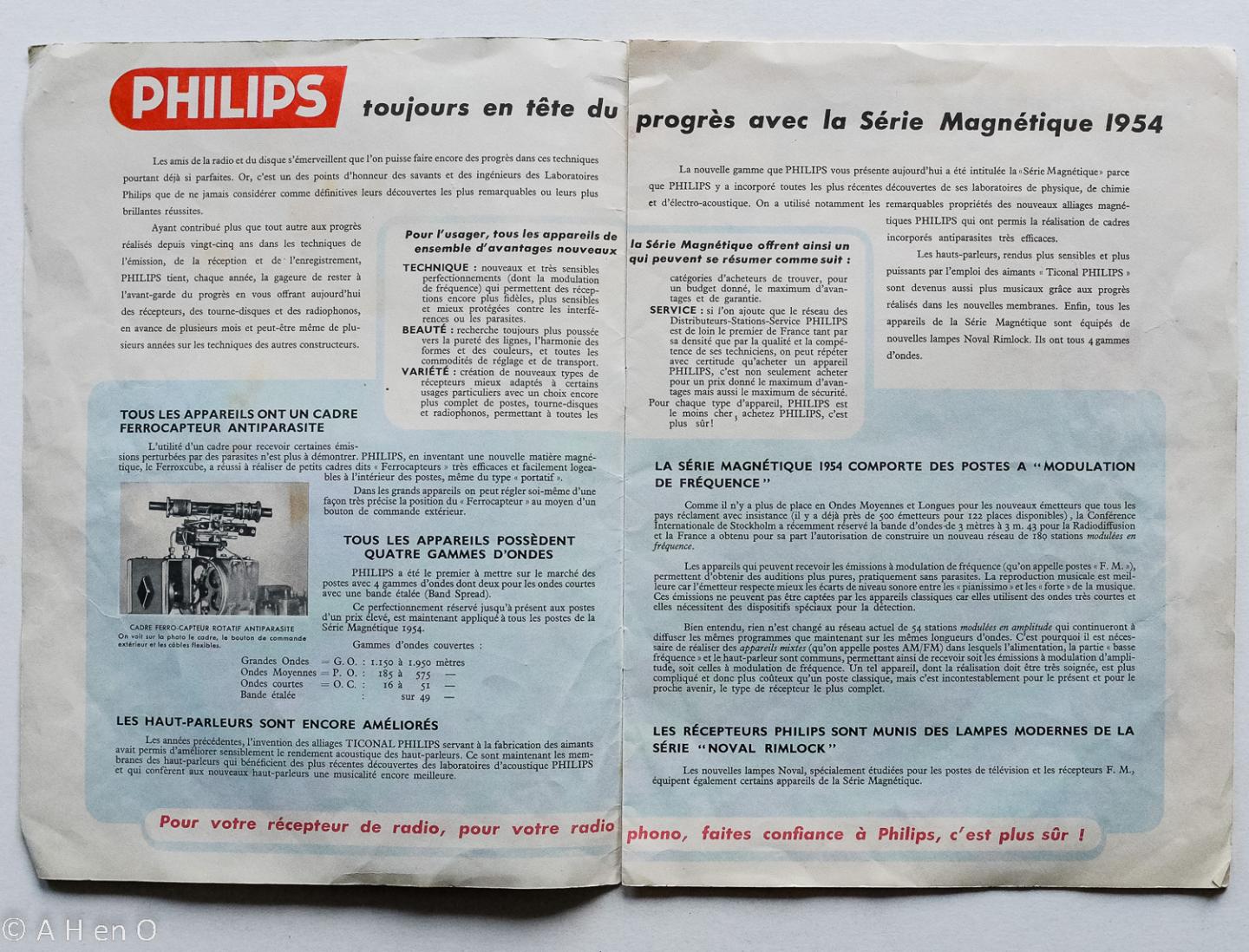 Philips Gloeilampenfabrieken Nederland n.v., Eindhoven - Série magnétique 1954 - radio- musique Philips