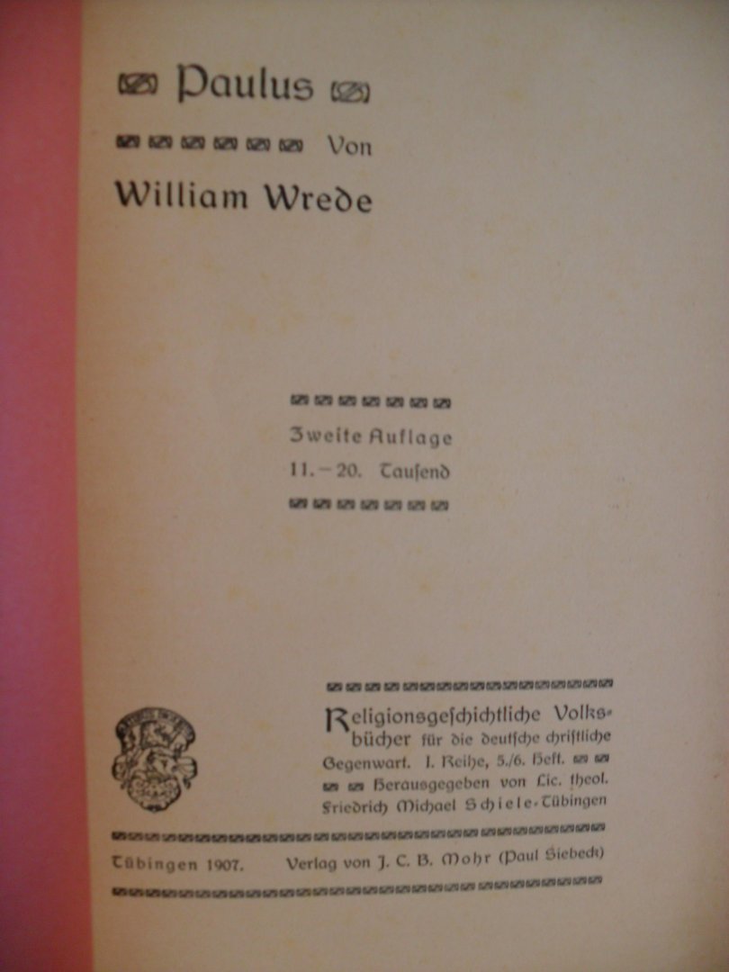 Wrede William - Religionsgeschitliche Volksbucher Paulus  1 reihe 5/6 heft