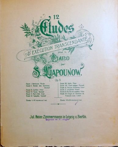 Liapounow, S.: - 12 Études d`exécution trancendendante pour le piano. Op. 11. Étude III. Carillon H dur