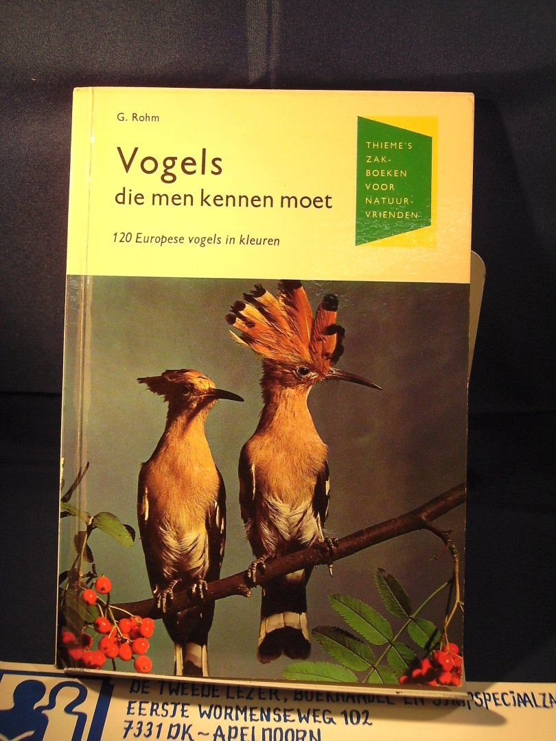 Rohm, G. - Vogels die men kennen moet; 120 Europese vogels in kleuren; vertaald en bewerkt door J. Mart. Duiven