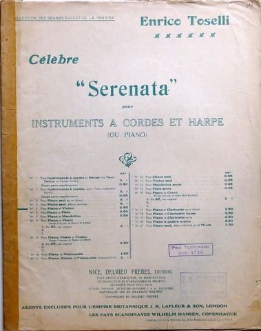 Toselli, Enrico: - Célèbre "Serenata" pour Instruments a Cordes et Harpe (ou Piano). No. 5: Pour piano et violon