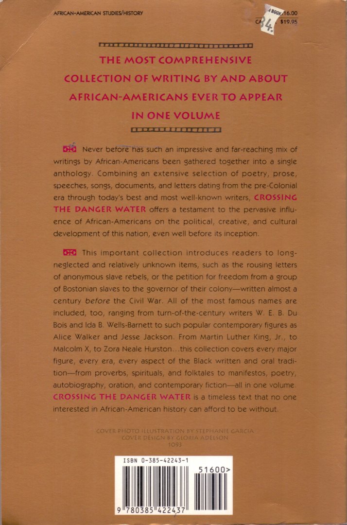 Mullane, Deirdre (edited and with an introductuon by) (ds1216) - Crossing the Danger Water. Three hundred years of African-American writing