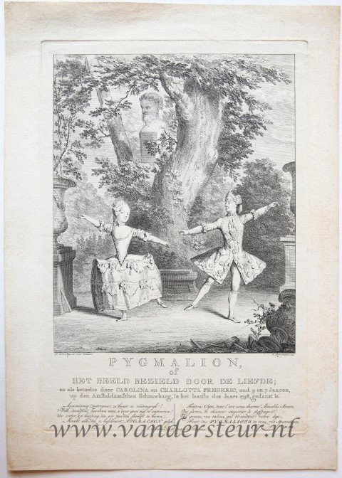 Mijn, Gerard van der (1706-1761/81), Punt, Jan (1711-1779) - Pygmalion, of het beeld bezield door de liefde : zo als hetzelve door Carolina en Charlotta Frederic, oud 9 en 7 Jaaren, op den Amsteldamschen Schouwburg, in het laatfte des Jaars 1758.