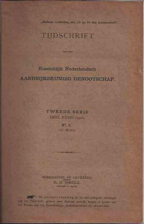 IJzerman, J.W. & H.F.R. Hubrecht; C. Rehbock (red). - Tijdschrift van het Koninklijk Nederlandsch Aardrijkskundig Genootschap. Tweede Serie Deel XXXIII, N2, 15 maart.