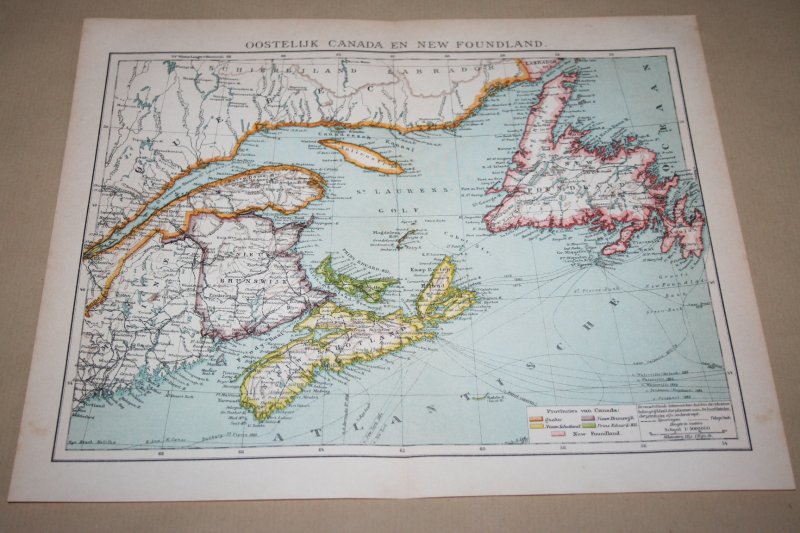  - Oude kaart - Oostelijk Canada en Newfoundland  - circa 1905