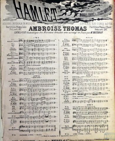 Thomas, Ambroise: - Hamlet. Opéra en cinq actes. Paroles de MM. Michel Carré et Jules Barbier. No. 6: Air d`Ophélie chantée par MMe. Nilsson