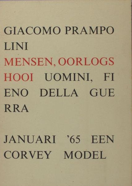 Prampolini, Giacomo. - Uomini, fieno della guerra/Mensen, oorlogshooi.