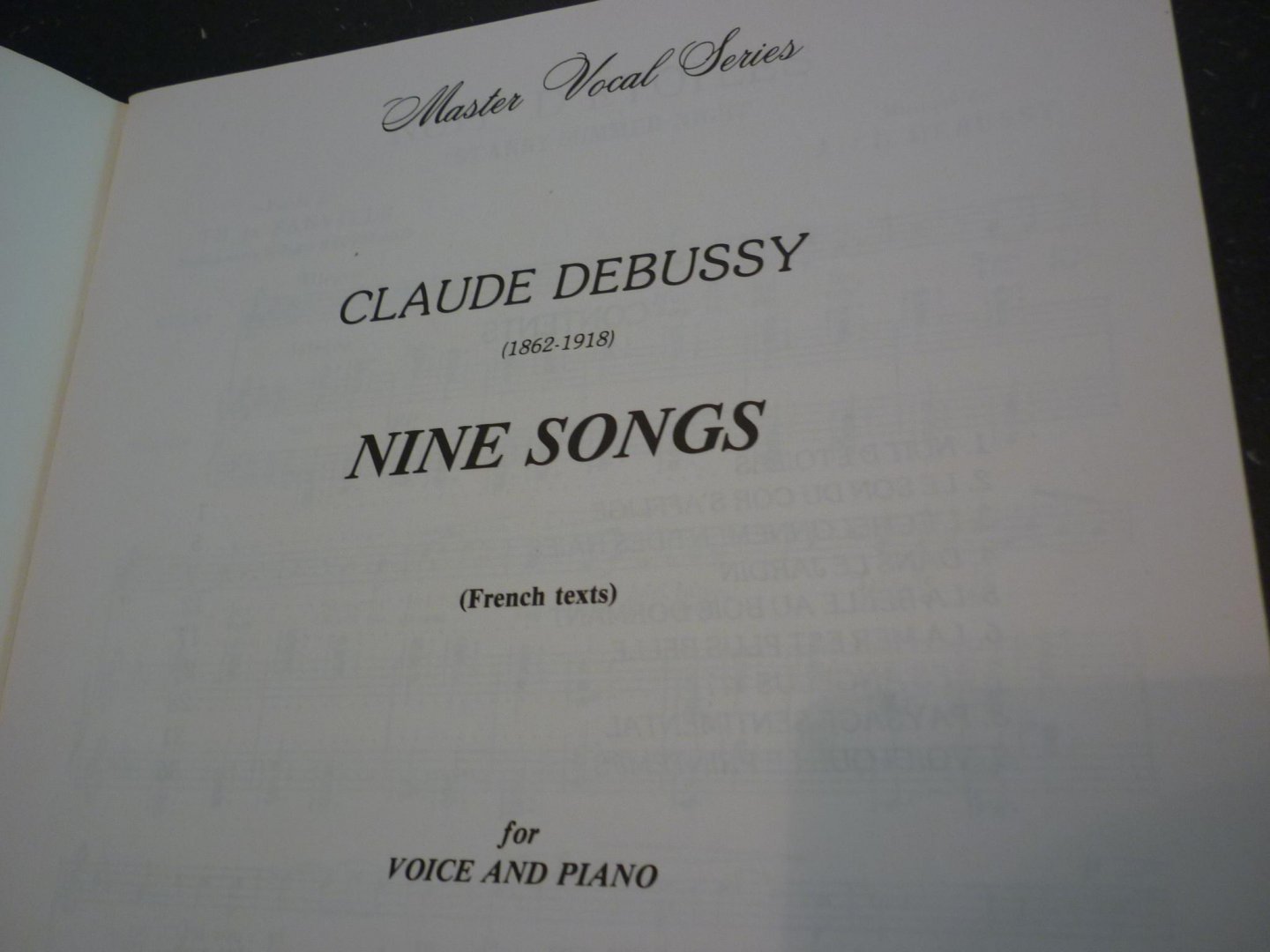 Debussy; Claude (1862-1918) - Nine songs; for voice and piano - French texts