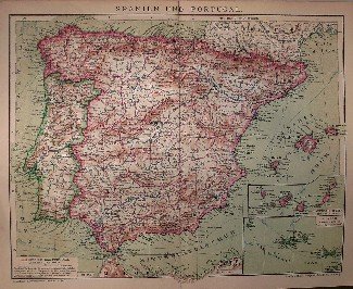 antique map (kaart). - Spanien und Portugal.