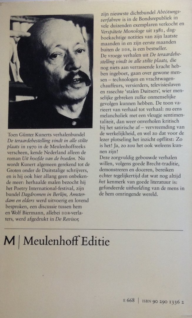 Kunert, Günter - De teraardebestelling vindt in alle stilte plaats