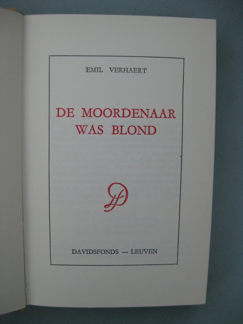 Verhaert, Emil - De moordenaar was blond.