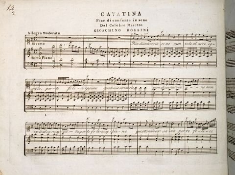 Rossini, G.: - Cavatina Pien di contento in seno del celebre maestro Gioachino Rossini