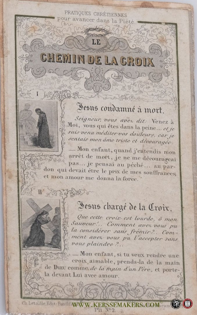 (Anonym). - (fold out print). Le Chemin de la croix. Pratique chrétienne pour avancer dans la piété.