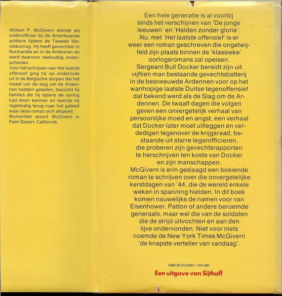 McGivern, William P .. vertaling door Maarten Smulders en de Omslag Peter Beeker - Het laatste offensief Ardennen `44