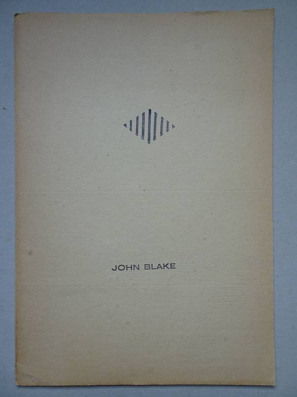 Blake, John. - F-I-E-L-D. A work of two parts for one room.