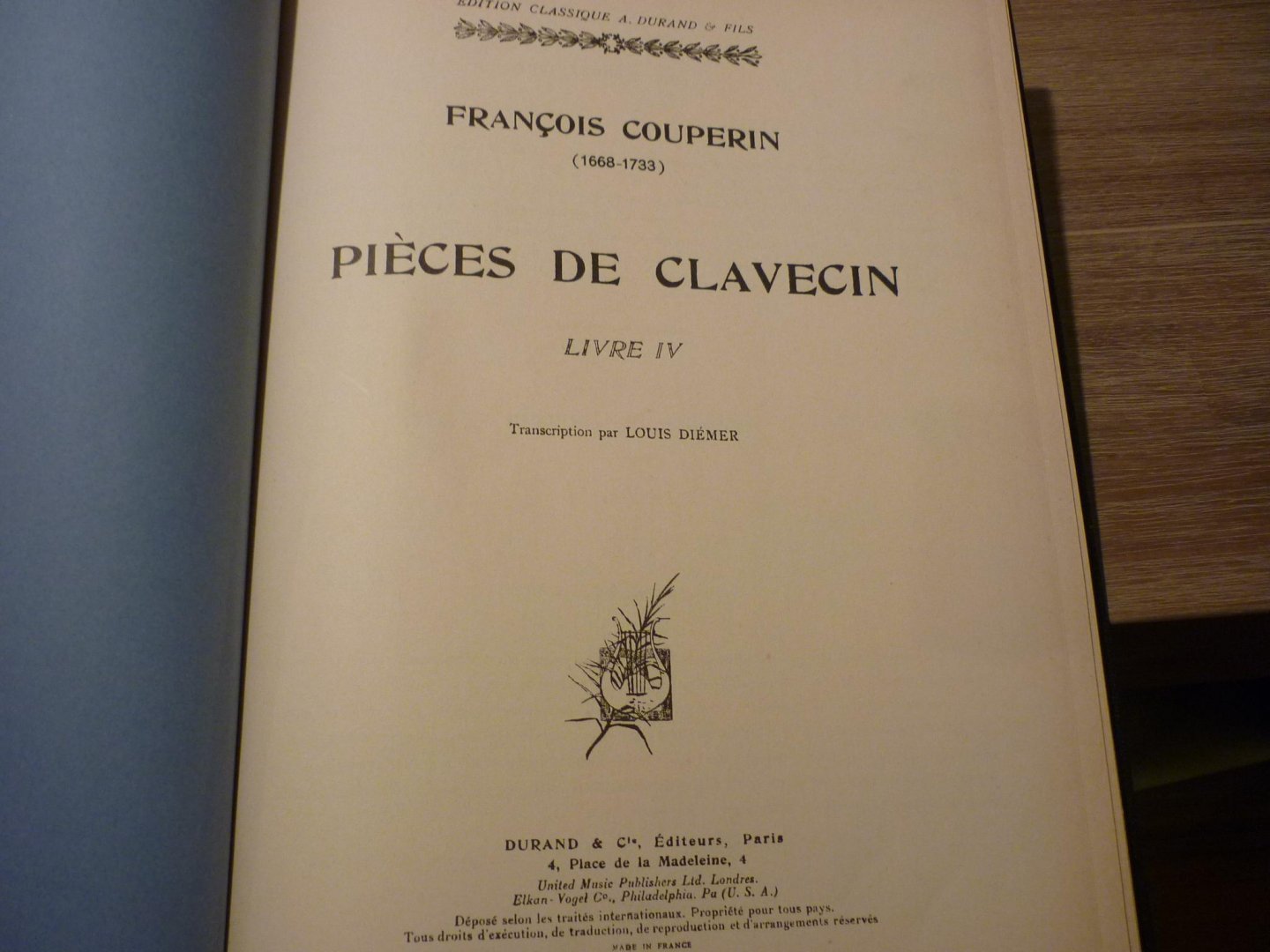 Couperin; François (1668–1733) - Pieces De Clavecin - Livre IV; voor Klavecimbel (transcription par Louis Diémer)