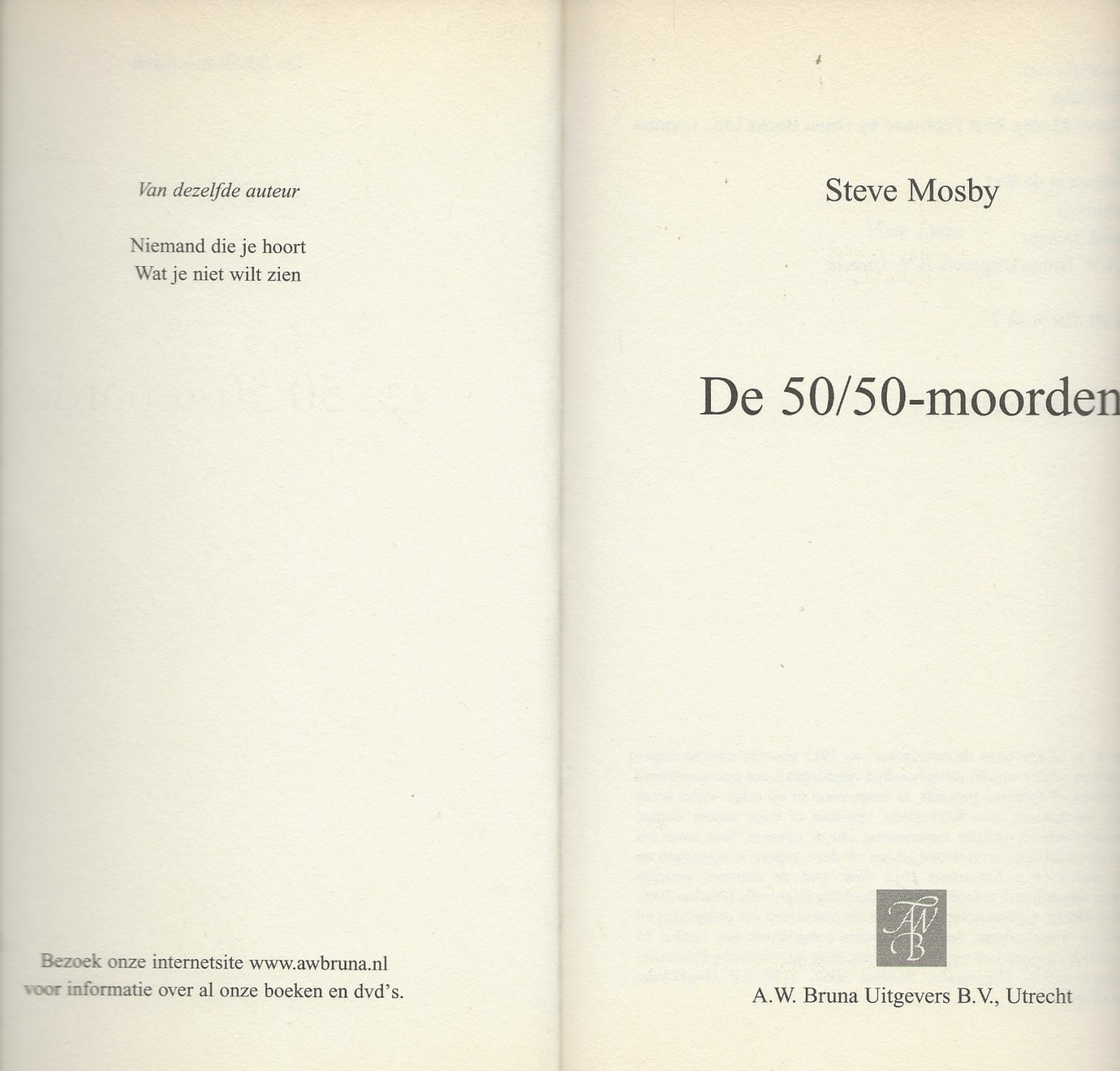 Mosby, Steve Vertaling Martin Jansen in de Wal - De 50/50  - Moorden