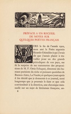LARBAUD, Valery - Préface à un recueil de notes sur quelques poëtes français.