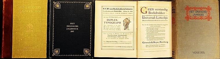 DRUKKERSJAARBOEK - Het Drukkers Jaarboek voor 1906, 1907, 1908 en 1911. Compleet in 4 jaargangen.