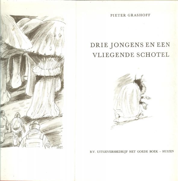 Grashoff, Pieter  .. Met veel Illustraties van Guust Hens - Drie jongens en een vliegende schotel