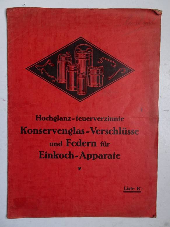 N.n.. - Federn- und Metallwarenfabrik Friedr. Neblung K.-G. Velbert (Rhld.). Verzinnerei, Verbleierei, Lackiererei. Hochglanz-feuerverzinnte Konservenglas-Verschlüsse und Federn für Einkoch-Apparate.