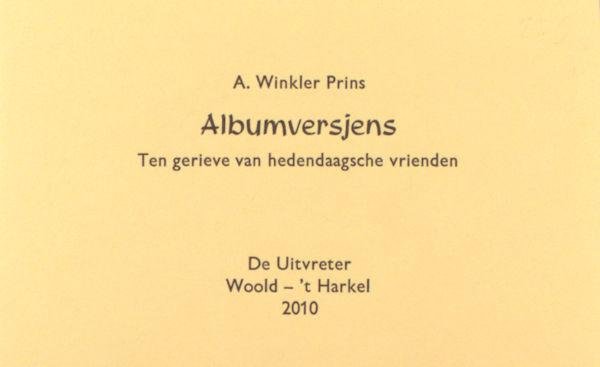 Winkler Prins, A. - Albumversjens. Ten gerieve van hedendaagsche vrienden.