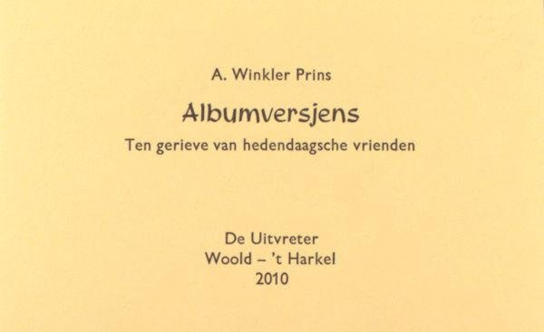 Winkler Prins, A. - Albumversjens. Ten gerieve van hedendaagsche vrienden