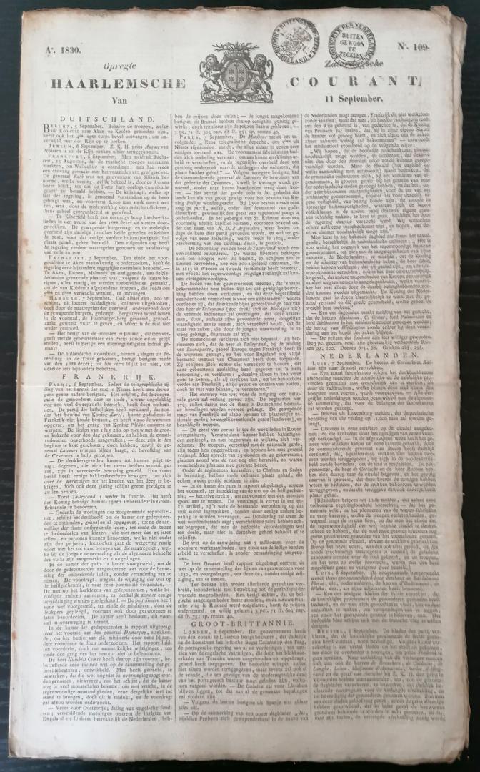 Anoniem - Opregte Haarlemsche Courant No. 109 - 11 september 1830