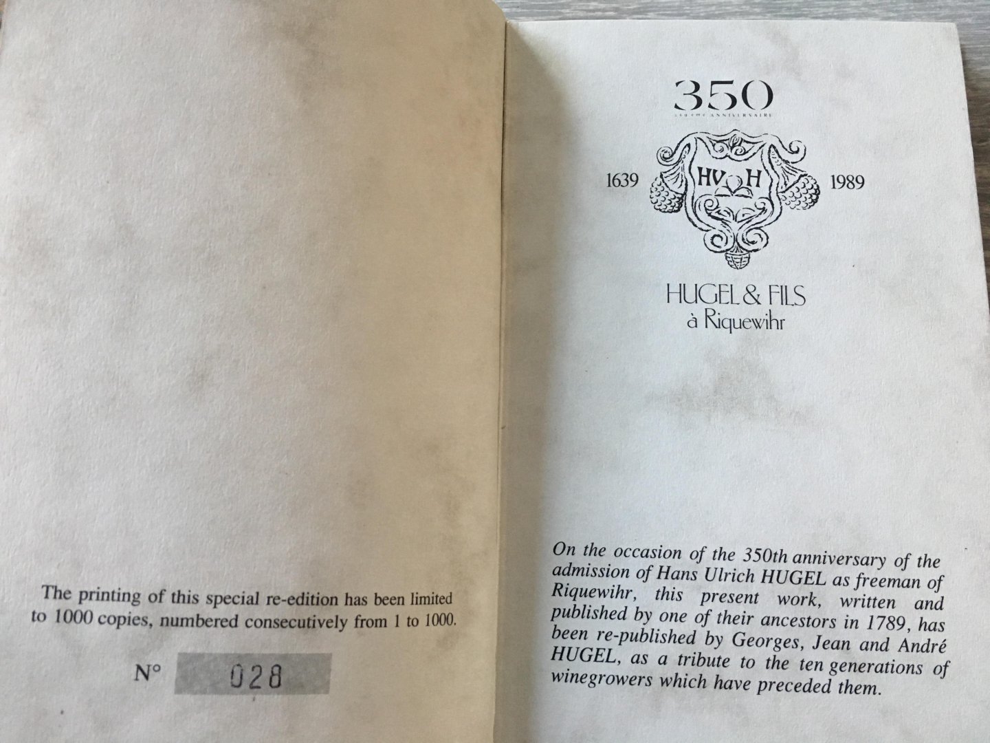 Ortlieb, Hugel - ALSACE viticulture 350 ORTLIEB / HUGEL