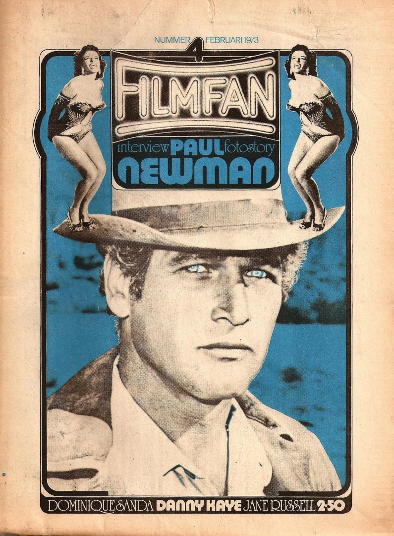 Magazine  film - Filmfan Nr  4  februari 1973 - Paul Newman Jane Russell, Dominique Sanda, Danny Kay, Silvia Kristel, Verdwenen Bioscopen, Turks Fruit