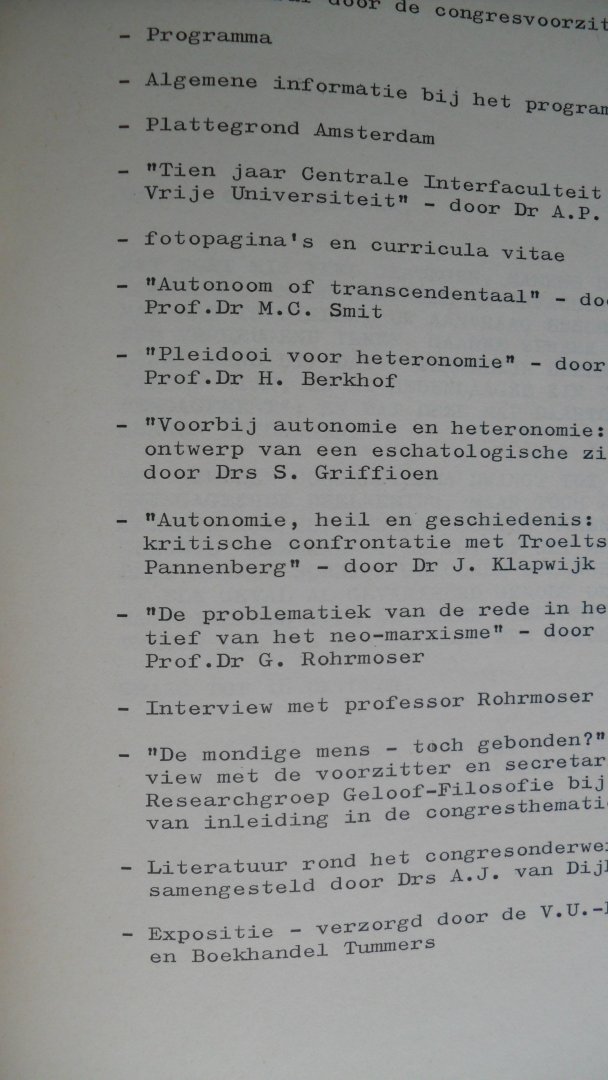 Redactie Lustrumcongres - VREDE MET DE REDE ?