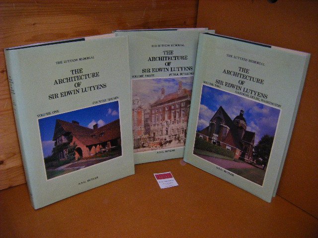 A.S.G. Butler; George Stewart; Christopher Hussey (with collaboration of) - The Architecture of Sir Edwin Lutyens [Three Volume Set] I. Country Houses - II. Gardens Delhi Washington - III. Public Buildings etc.