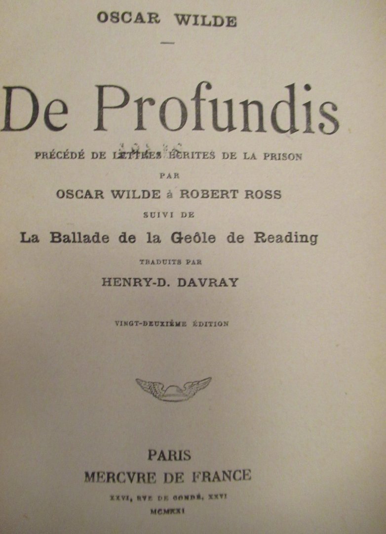 Wilde Oscar - De profundis