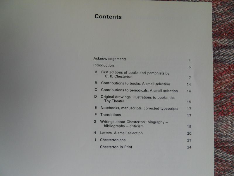 Sullivan, John (arranged by). - G.K. Chesterton 1874 - 1974. - An Exhibition of Books, Manuscripts, Drawings and other Material relating to G.K. Chesterton.
