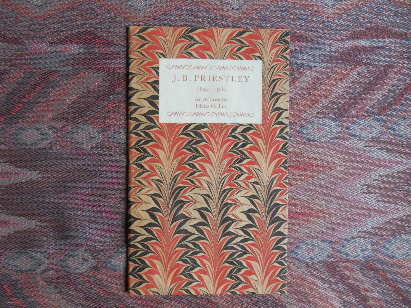 Collins, Diana. - J.B. Priestley. - 1894 - 1984. - An Address given by Diana Collins at a Service of Thanksgiving in Westminster Abbey on 2 October 1984.
