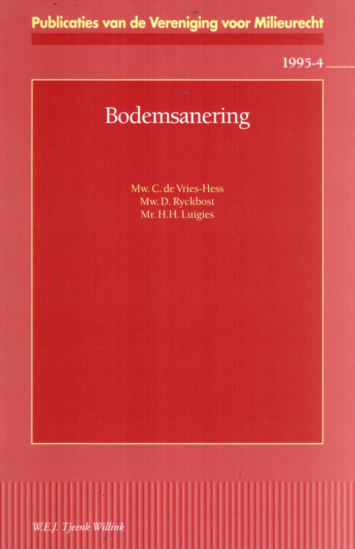 Vries-Hess, C. de., D. Ryckbost, H.H. Luigies - Bodemsanering : verslag van de eenenvijftigste ledenvergadering van de Vereniging voor Milieurecht gezamenlijk met de Belgische Vereniging voor Milieurecht op 15 december 1995.