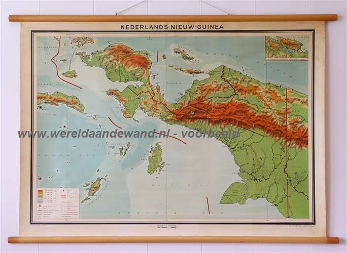 Eibergen, P. en Penkala, E. - Schoolkaart / wandkaart van Nederlands-Nieuw-Guinea