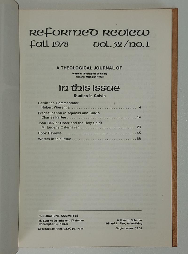 Osterhaven, M.E. - Reformed Review Volume 32 (1978/1979)