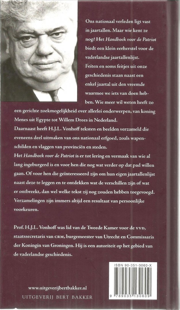 H.J.J.Vonhoff - Handboek voor de patriot / voor elke Nederlander en nieuwkomer