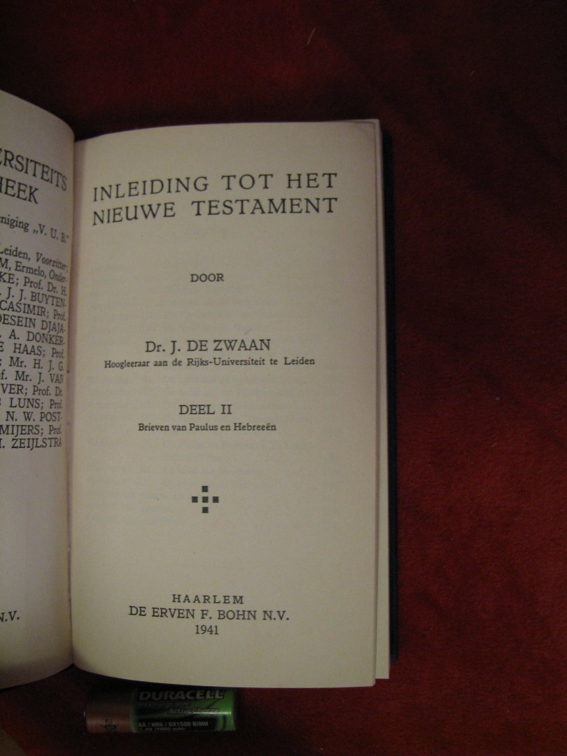 zwaan, dr. j. de - inleiding tot het nieuwe testament  deel 2