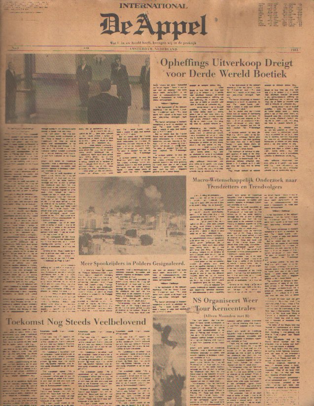 Droffelaar, Josine van (red.) - De Appel. 1983, no. 1. Wat U in uw hoofd heeft brengen wij in de praktijk