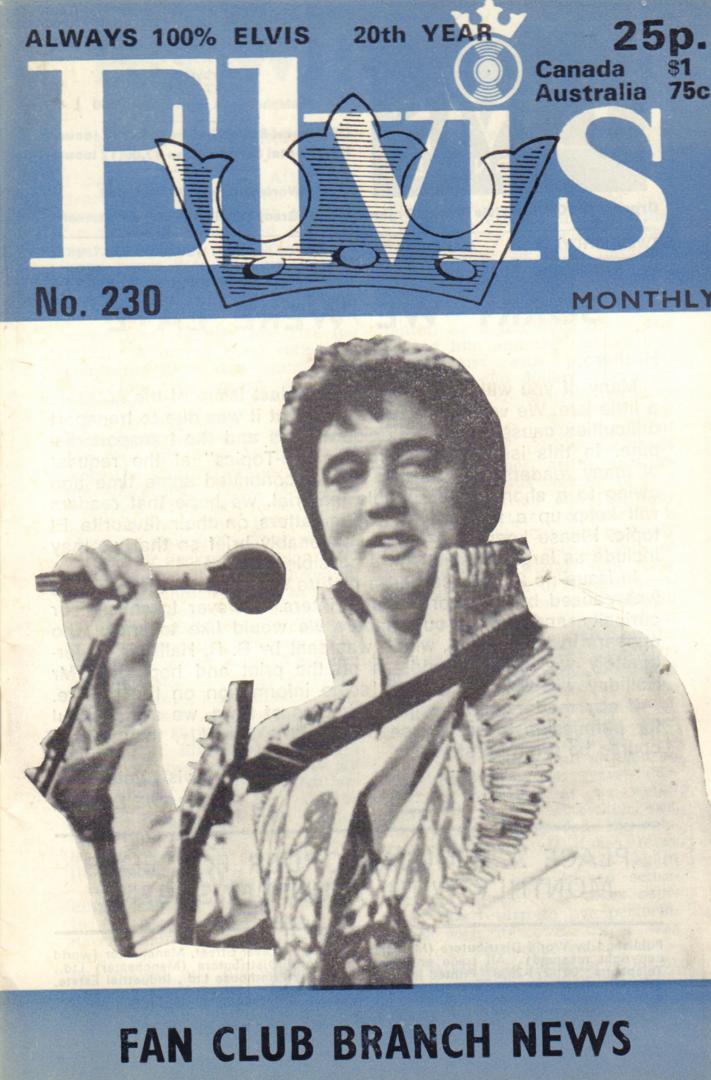 Official Elvis Presley Organisation of Great Britain & the Commonwealth - ELVIS MONTHLY 1979 No. 230,  Monthly magazine published by the Official Elvis Presley Organisation of Great Britain & the Commonwealth, formaat : 12 cm x 18 cm, geniete softcover, goede staat