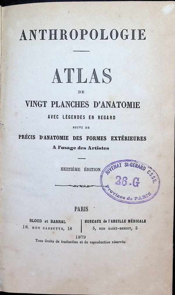 Collectif - Atlas de Vingt planches d'Anatomie acec légendes en regard suivi de précis d'anatomie des formes extérieures a l'usage des Artistes