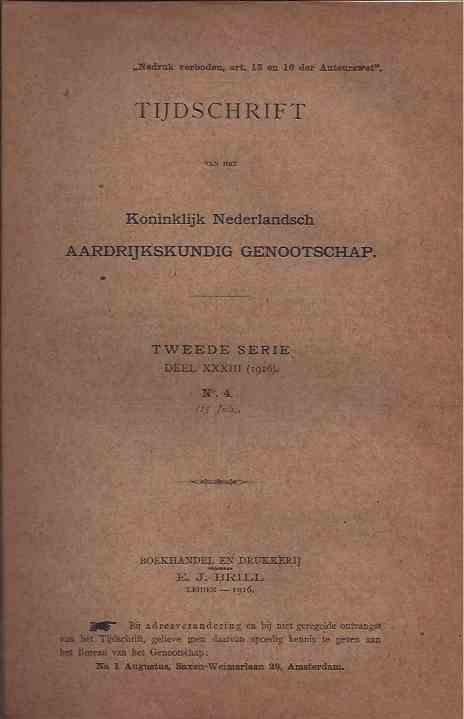 IJzerman, J.W. & H.F.R. Hubrecht; C. Rehbock (red). - Tijdschrift van het Koninklijk Nederlandsch Aardrijkskundig Genootschap. Tweede Serie Deel XXXIII, N4, 15 juli.