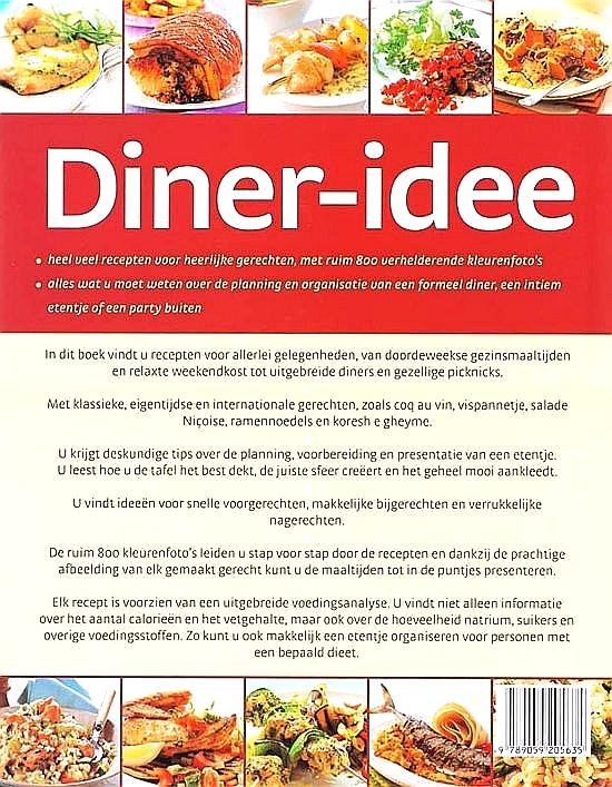 Fleetwood , Jenni . [ ISBN 9789059205635 ] 2519 - Diner-idee . ( Ideen voor gezellige etentjes met vrienden en familie . ) In dit boek vindt u recepten voor allerlei gelegenheden, van doordeweekse gezinsmaaltijden en relaxte weekendkost tot uitgebreide diners en gezellige picknicks.   -