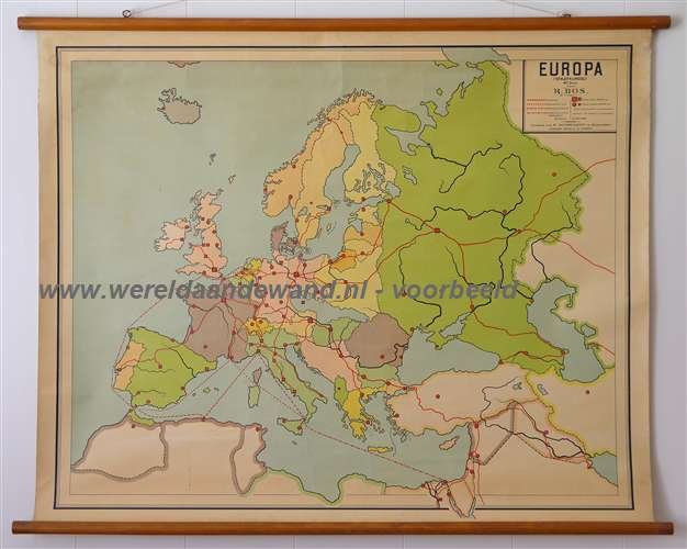 Bos, R. en Visser, E.A. - Schoolkaart / wandkaart van Europa (staatkundig)
