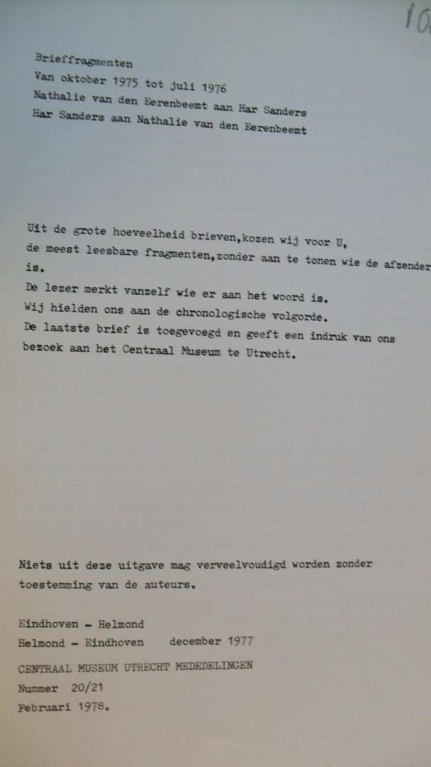 Eerenbeemt Nathalie v.d./ Har Sanders - Brieffragmenten   okt. 1975 juli 1976
