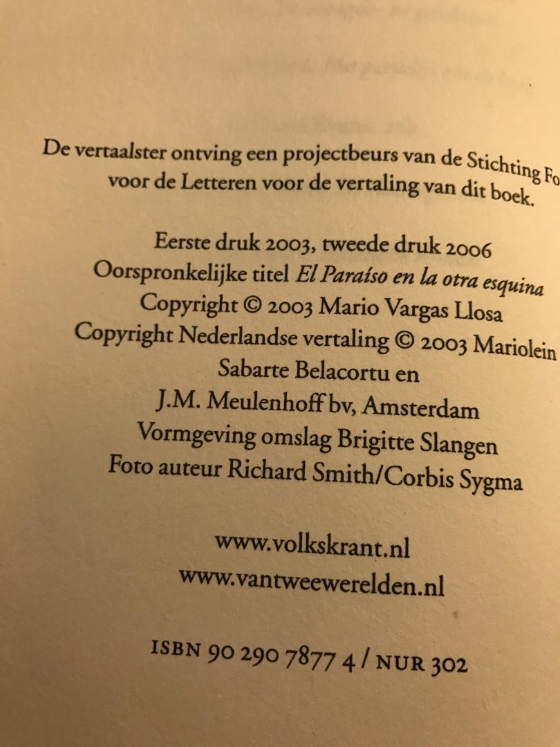 Vargaz Llosa, Mario - het paradijs om de hoek