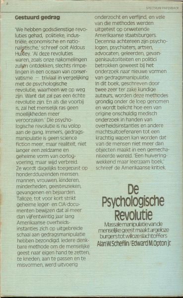 Scheflin Alan W en Edward M.Opton jr. * De nieuwe psychochirurgie - De Psychologische Revolutie Massale manipulatie van de menselijke geest maakt argeloze burgers tot willoze slachtoffers